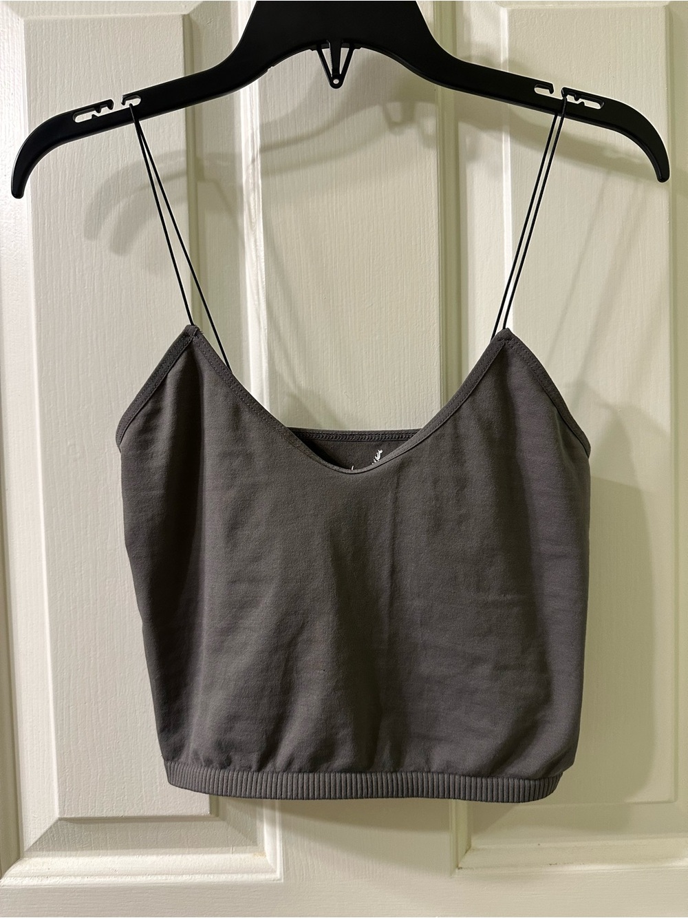 Free People Charcoal Gray Spaghetti Strap Crop Cami - Picture 1 of 3